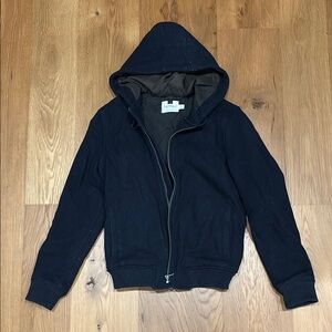 Mens Topman Hooded Coat Size S NAVY BLUE